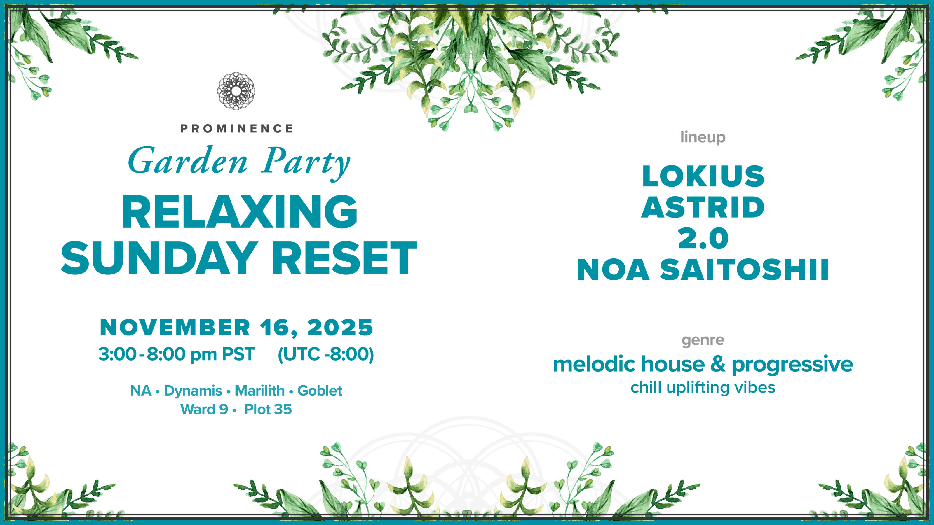 Prominence Garden Party dayclub event flyer