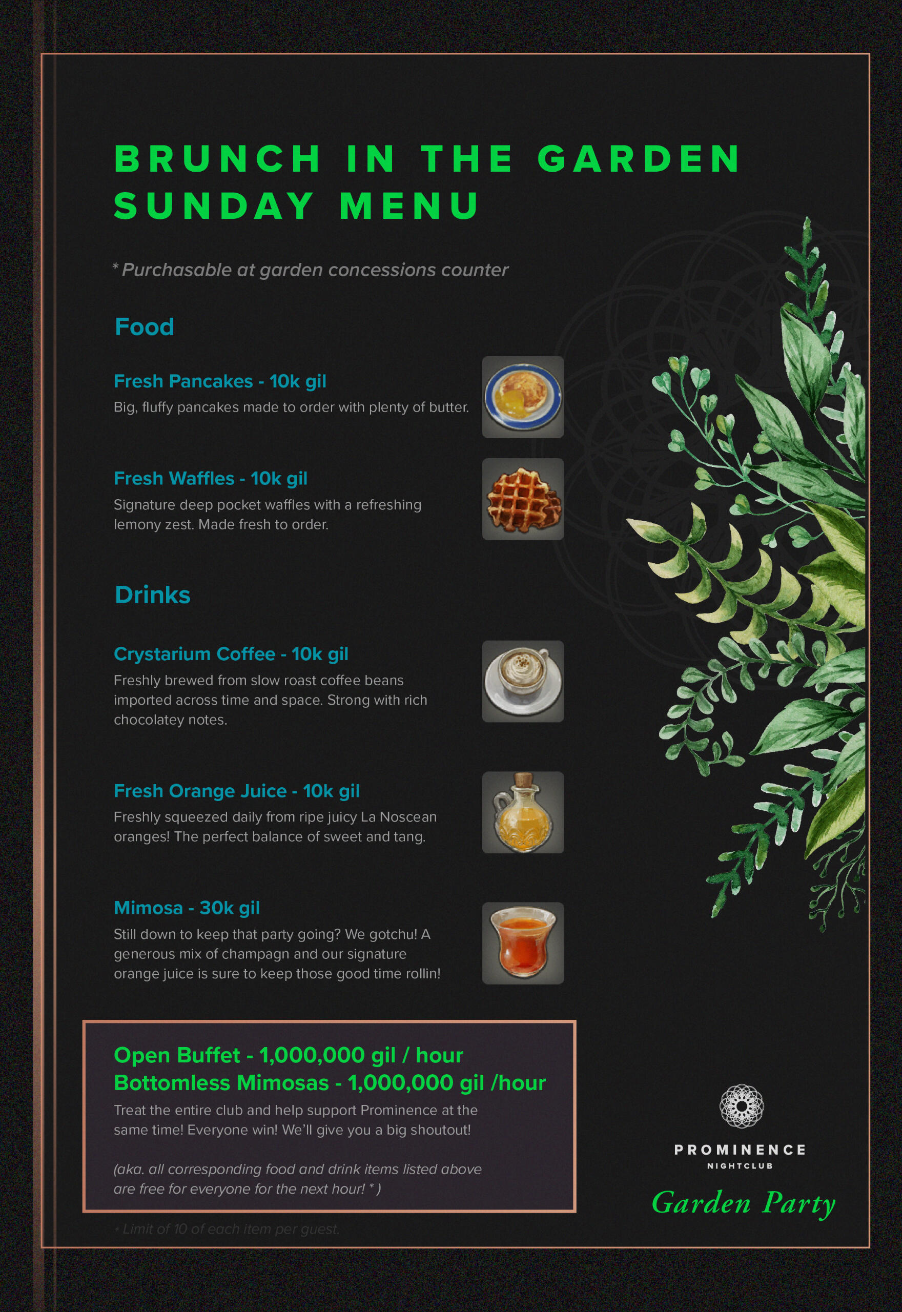 Sunday Brunch Menu